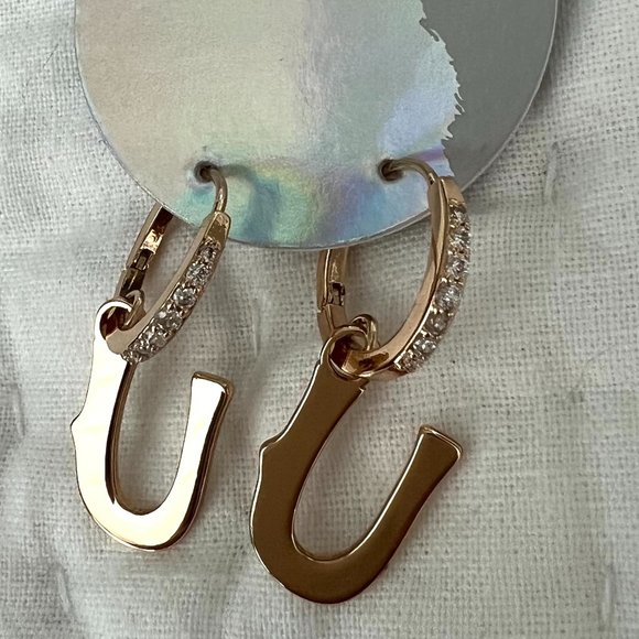 Anthropologie Gothic Monogram Hoop Earrings NWT - Picture 4 of 6